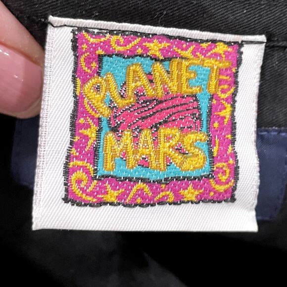 Planet Mars M&M Size XL Shirt Button Up Long Sleeve Embroidered Candy Black - Picture 5 of 8